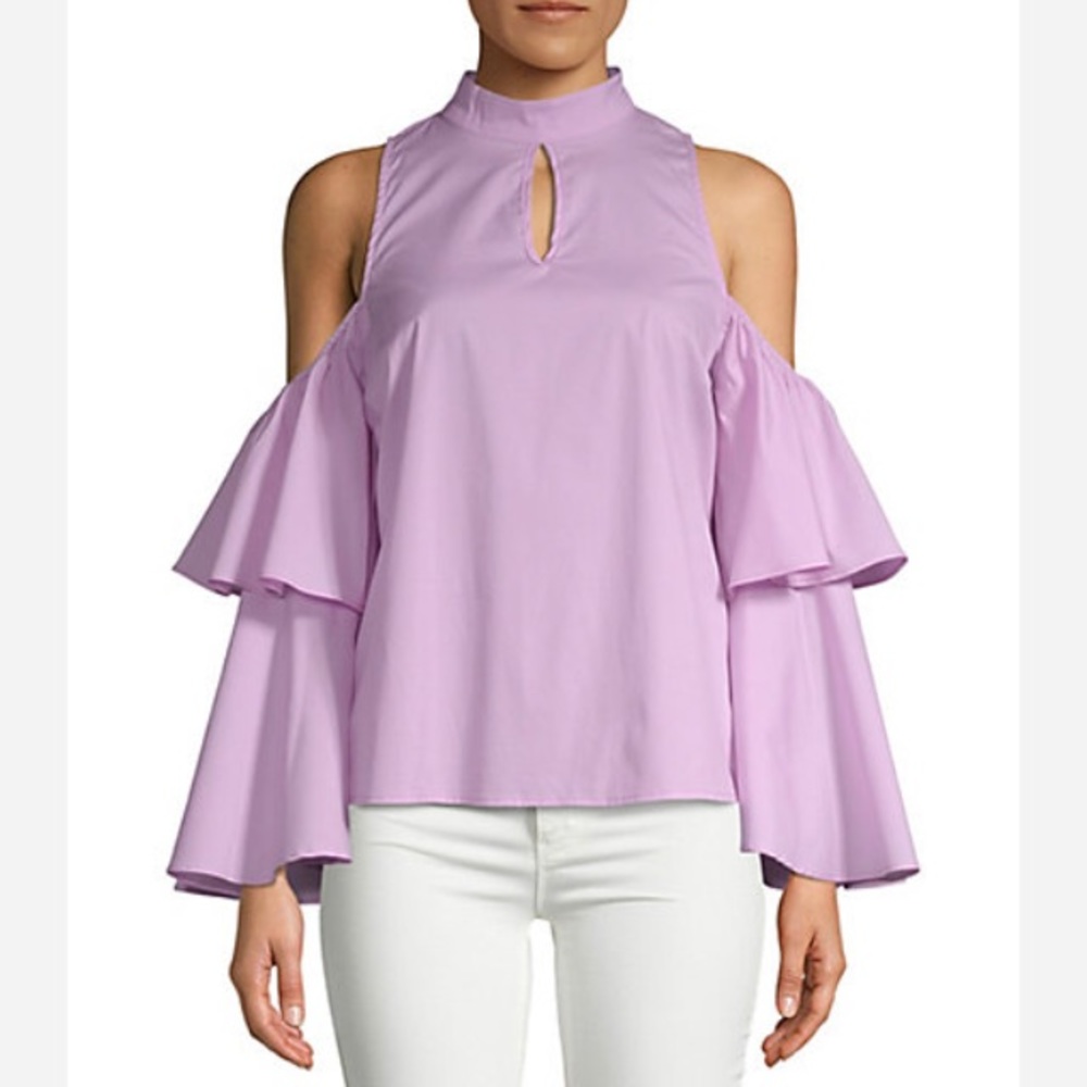 Cold shoulder lavender bell sleeve top